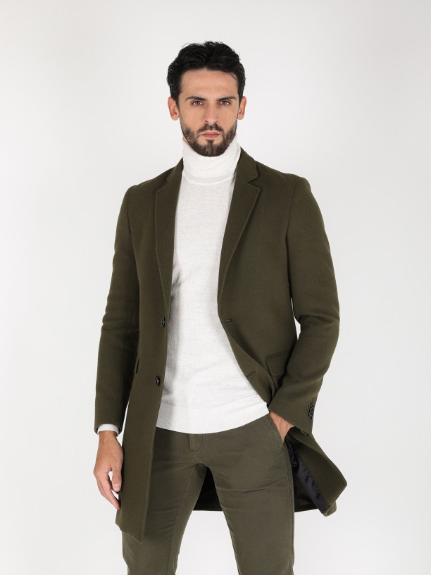 Slim fit overcoat classic lapel