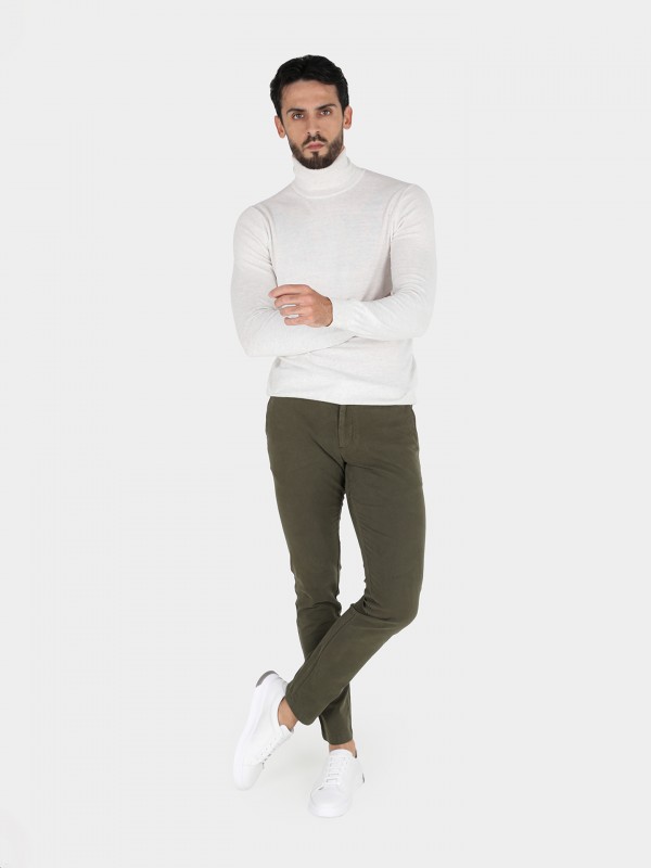 Elastic cotton chino trousers