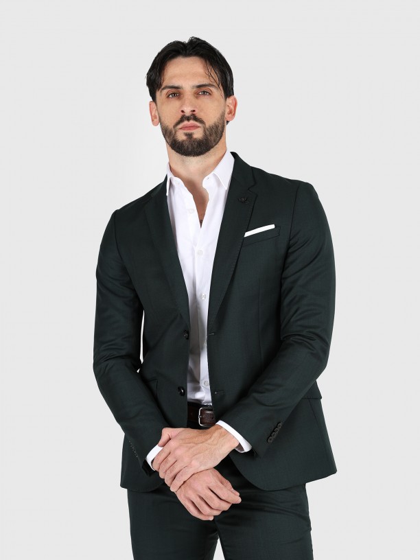 Slim fit plain wool suit