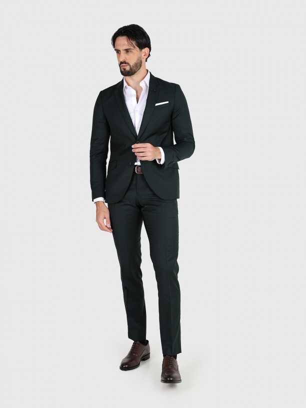 Slim fit plain wool suit