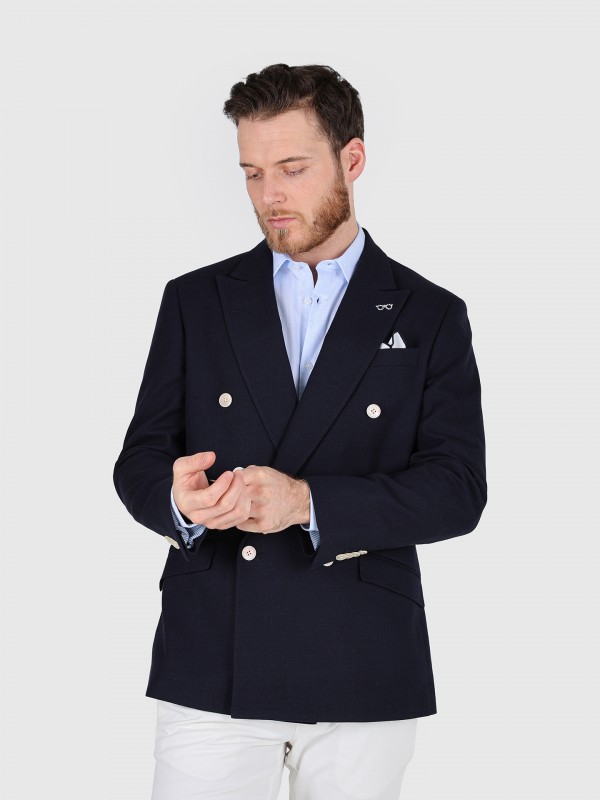 100% cotton double-breasted blazer