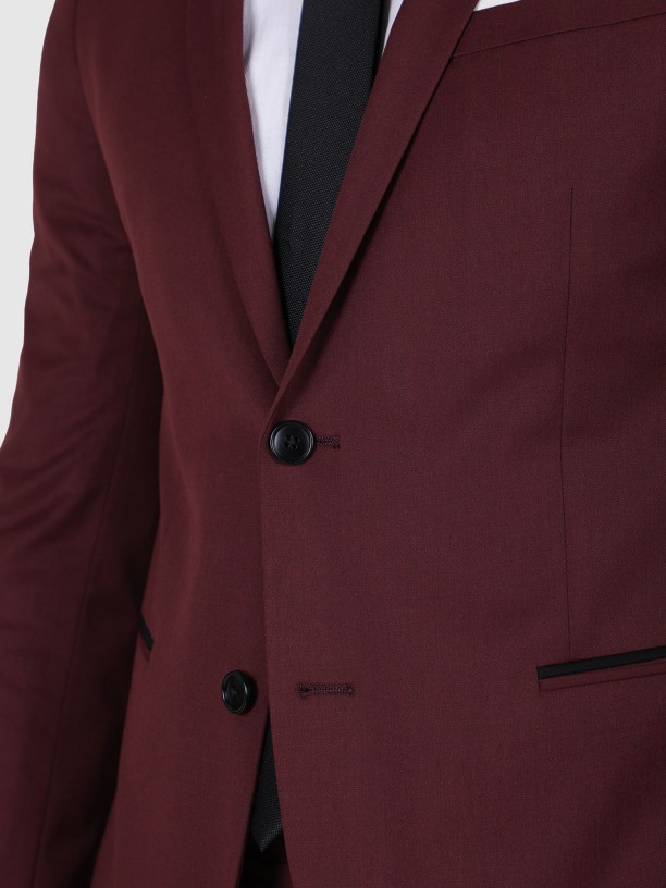 Slim fit plain suit with lapel detail