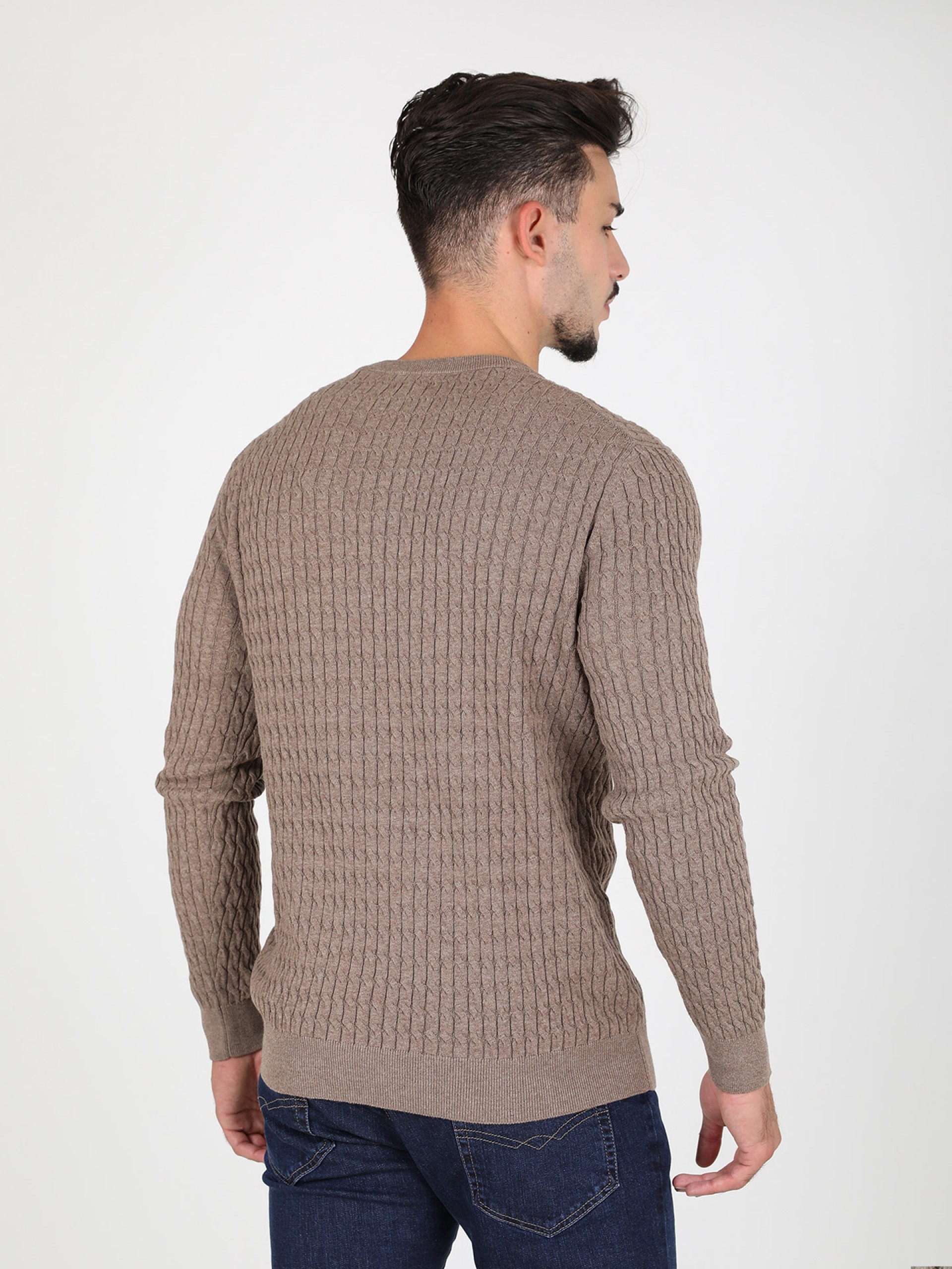 Camisola de malha de algodão efeito entrançado