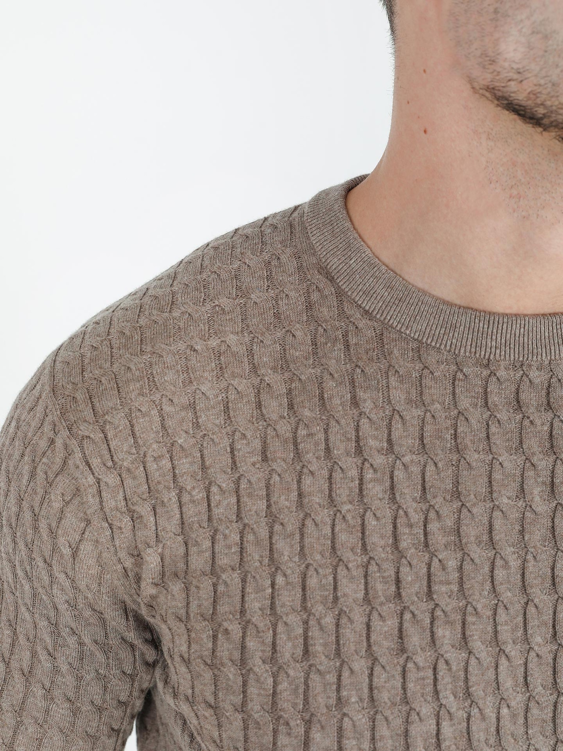 Camisola de malha de algodão efeito entrançado