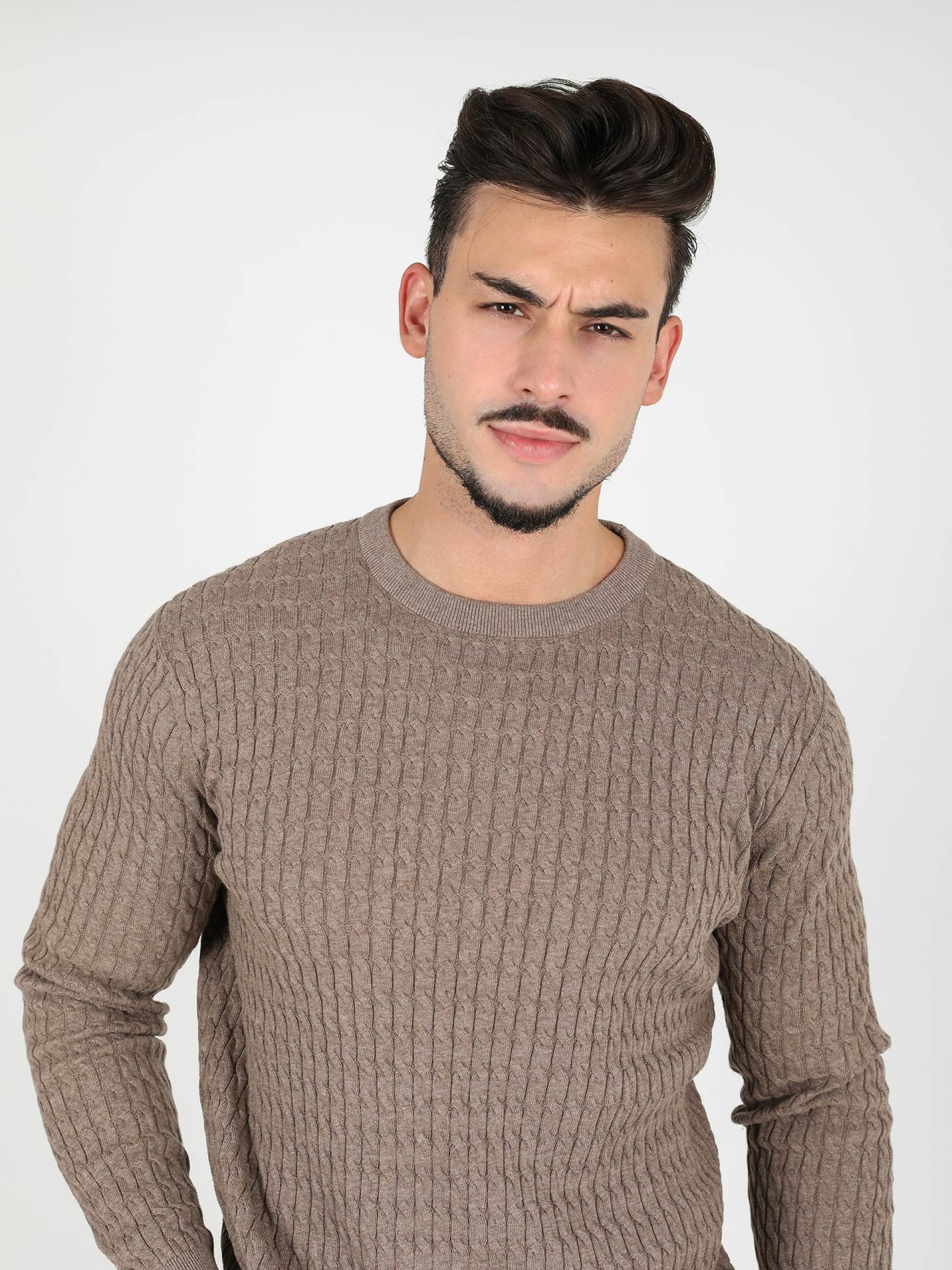 Camisola de malha de algodão efeito entrançado