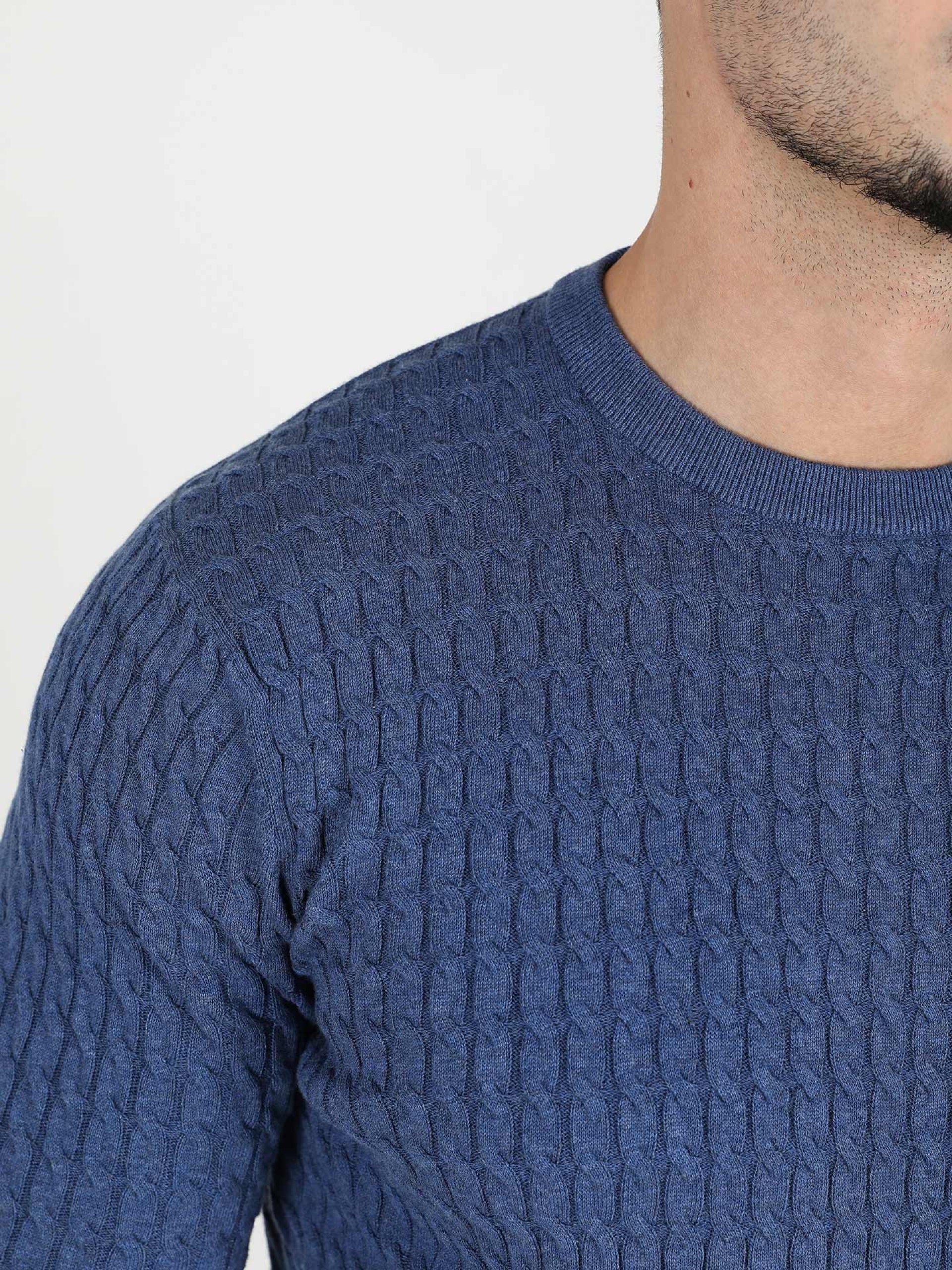 Camisola de malha de algodão efeito entrançado