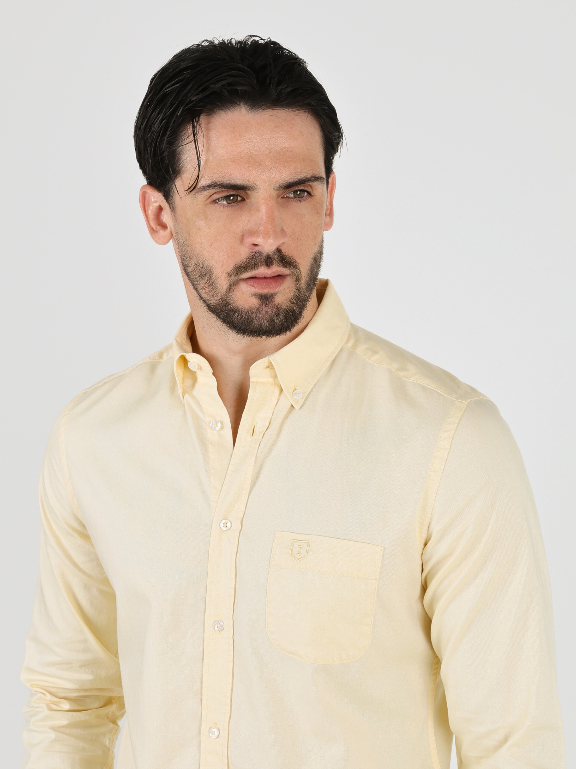Cotton plain shirt with pocket
