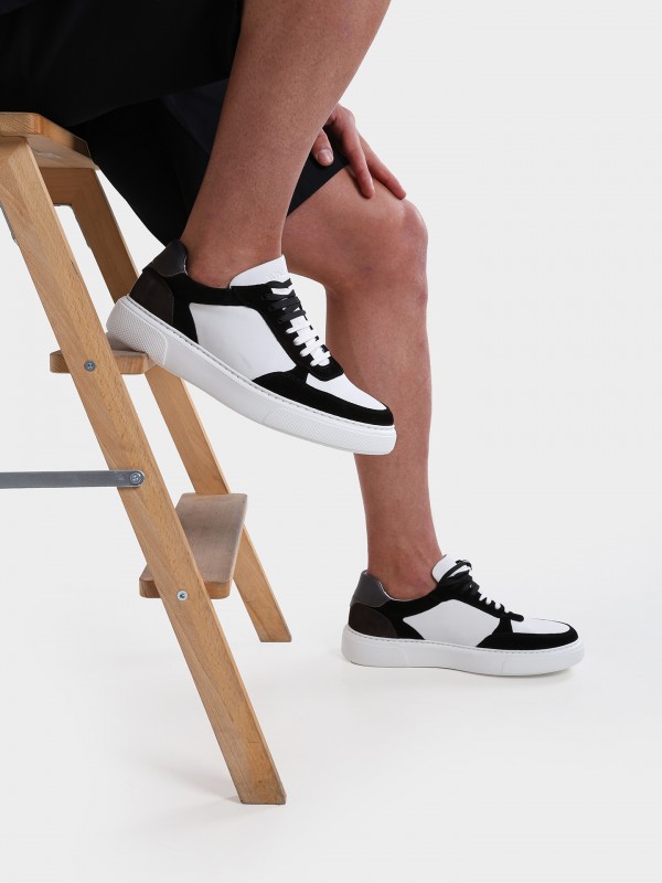 Sapatilha em pele combinada Sapatilha em pele combinada