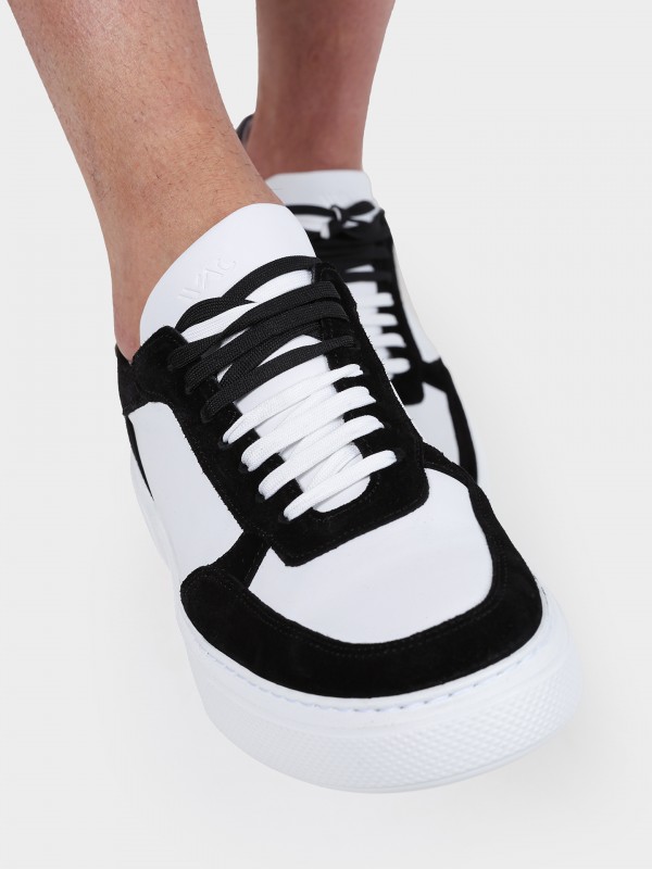 Sapatilha em pele combinada Sapatilha em pele combinada