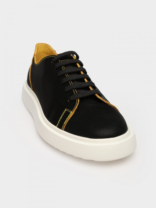 Deportivo de piel suela ancha Deportivo de piel suela ancha