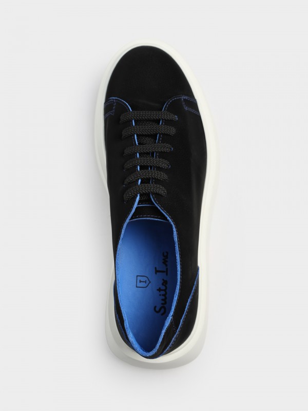 Sapatilha de pele polida sola larga Sapatilha de pele polida sola larga