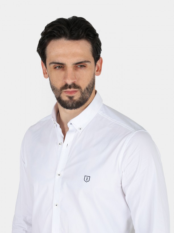 Plain casual shirt with embroidery