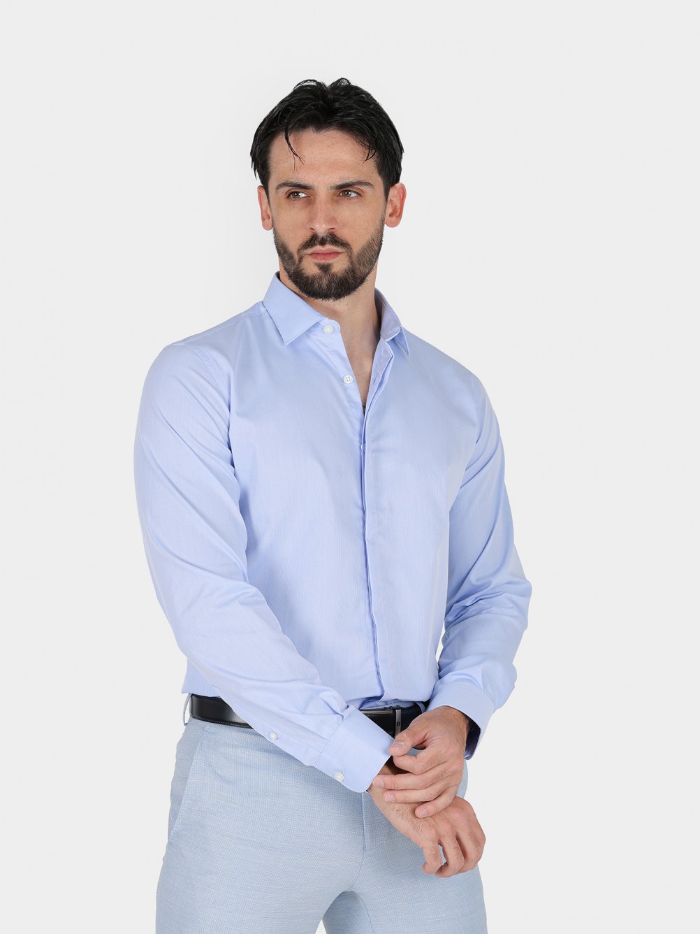 Camisa cl�ssica lisa slim fit