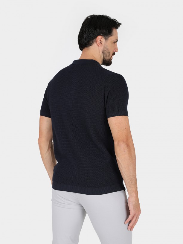 Cotton structured knit polo