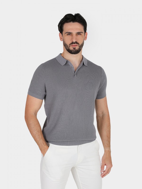 Cotton structured knit polo