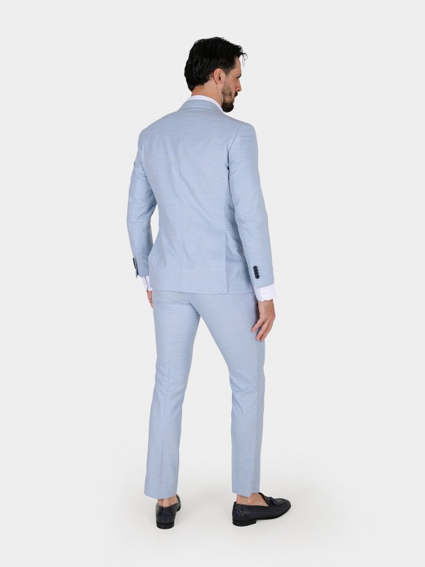 Plain slim fit suit with pin