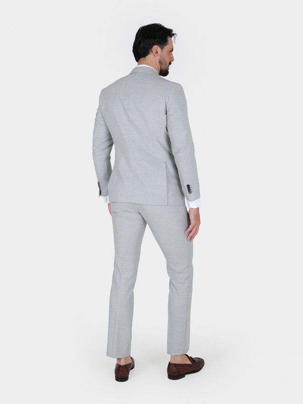 Plain slim fit suit with pin