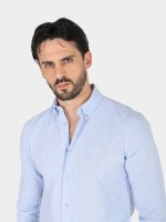 Camisa lisa de linho e algod�o