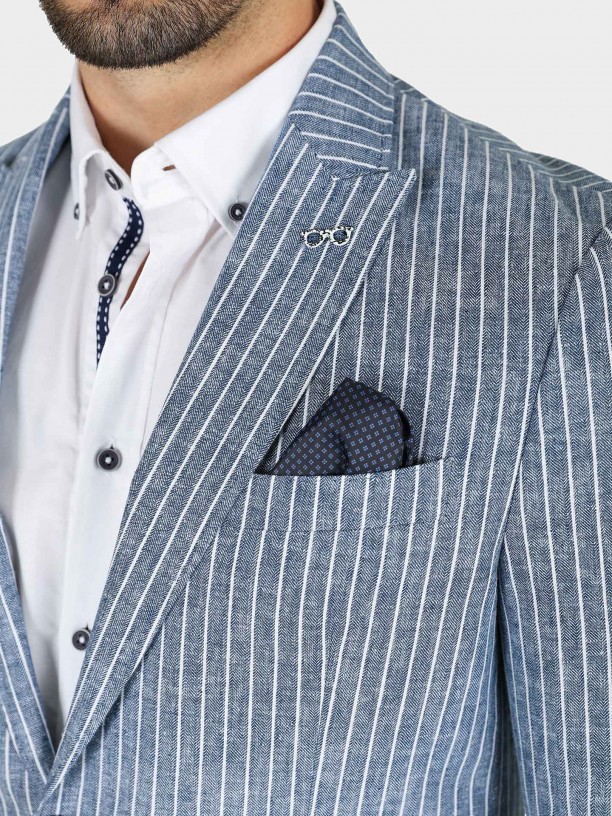 Cotton and linen pinstripe blazer