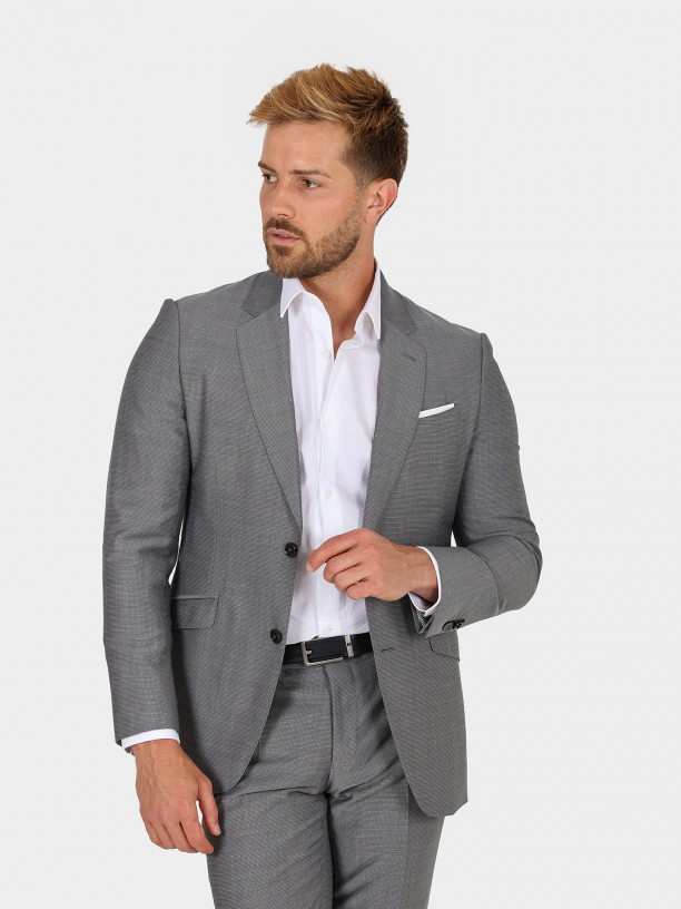 100% wool slim fit pattern suit