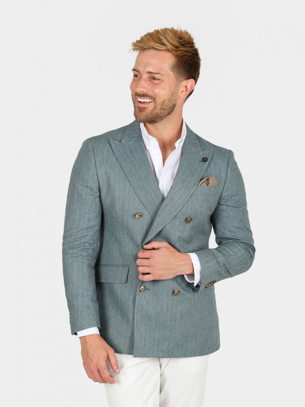 Wrap blazer with patterned handkerchief