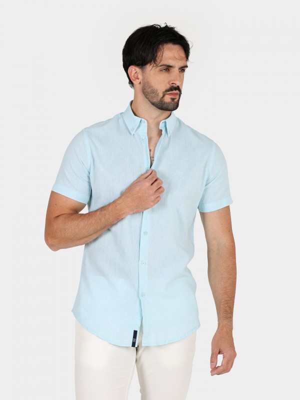 Plain cotton and linen shirt