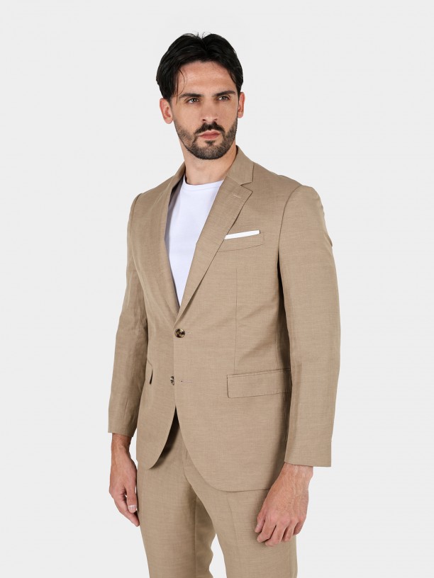 Slim fit plain linen suit