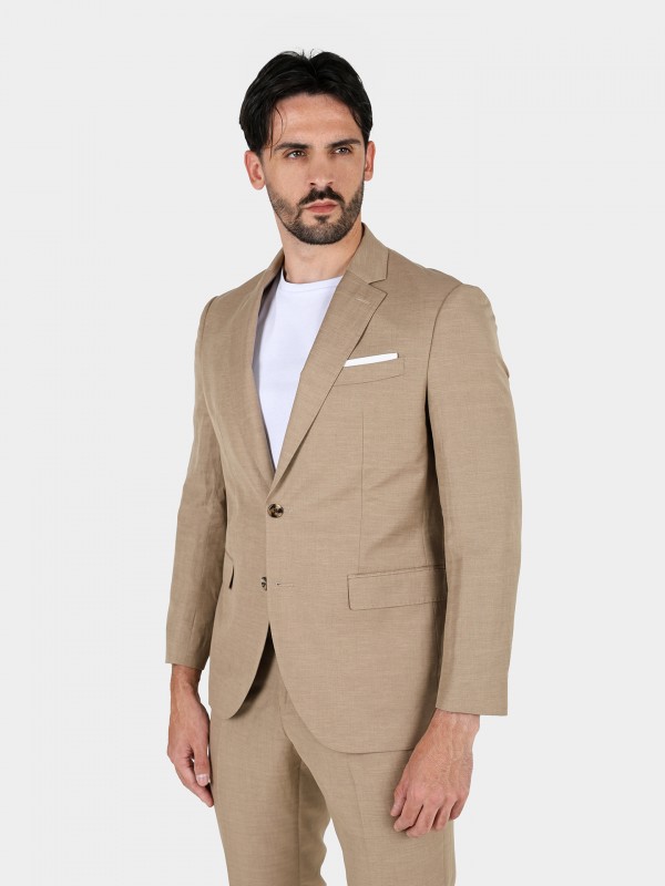 Traje liso slim fit de lino Traje liso slim fit de lino
