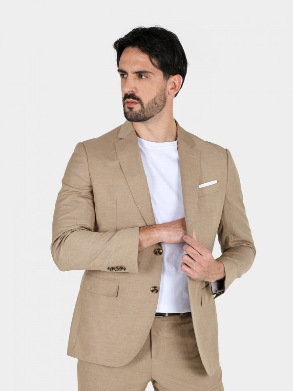 Traje liso slim fit de lino Traje liso slim fit de lino
