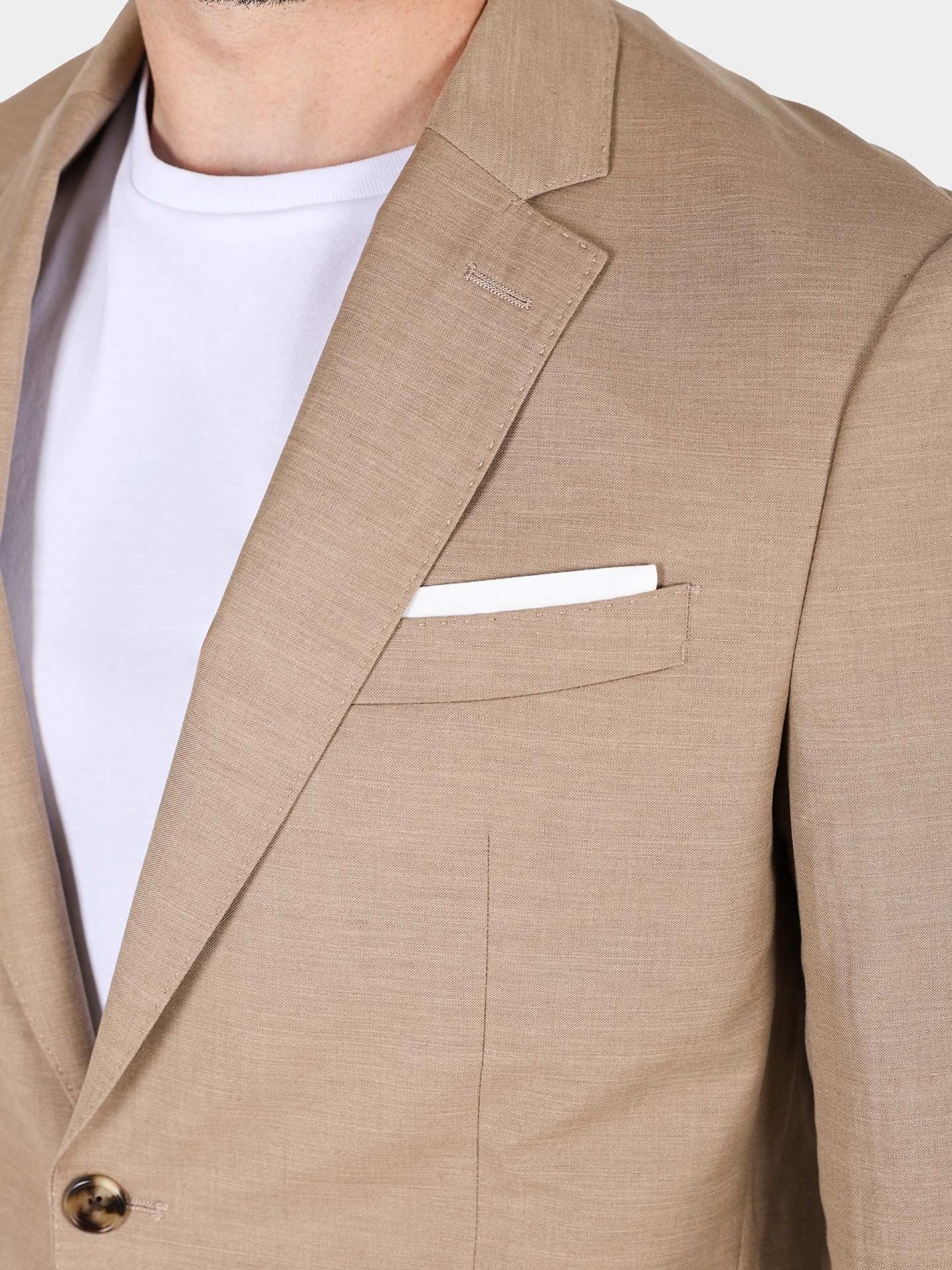 Slim fit plain linen suit