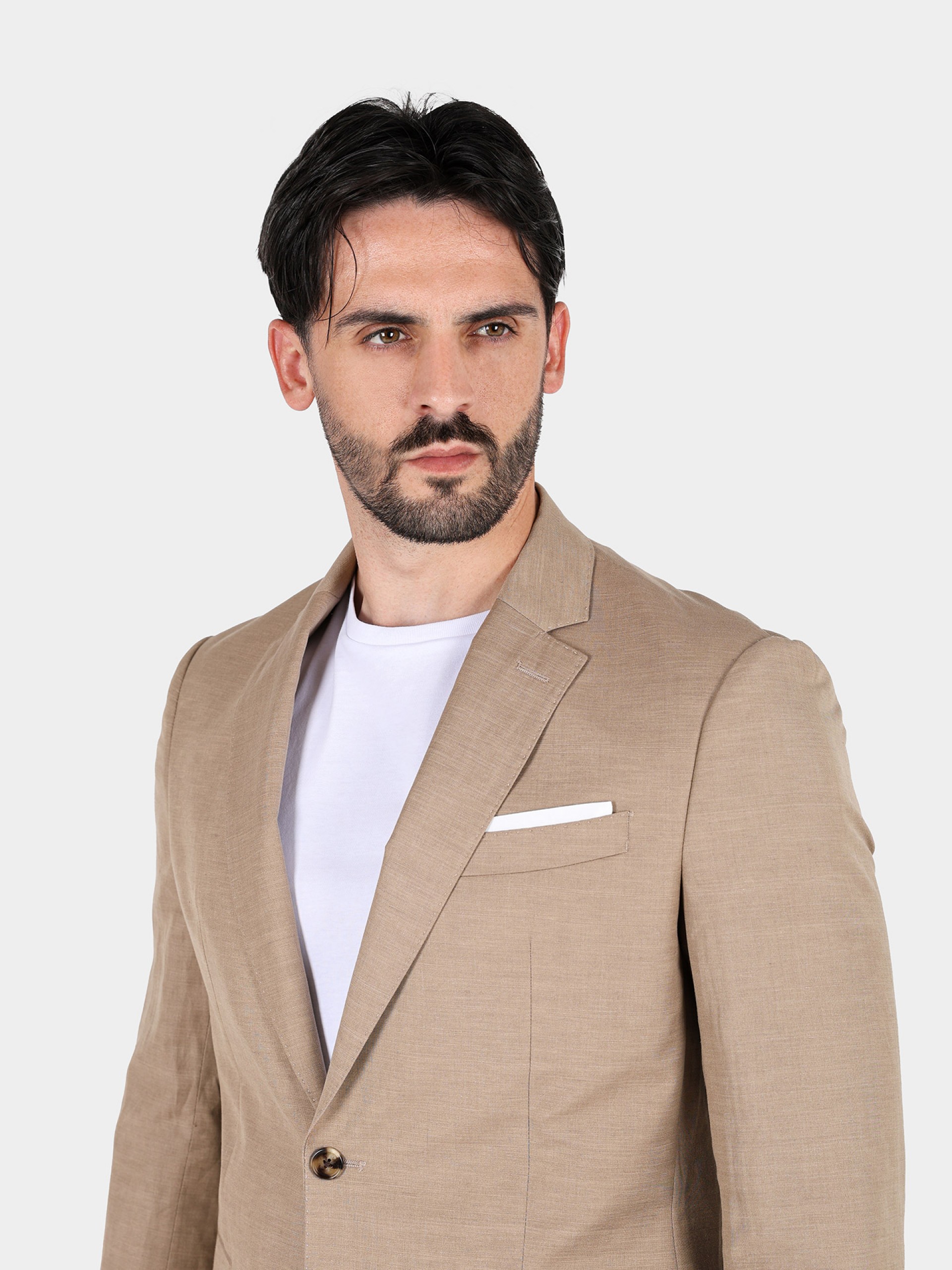 Slim fit plain linen suit