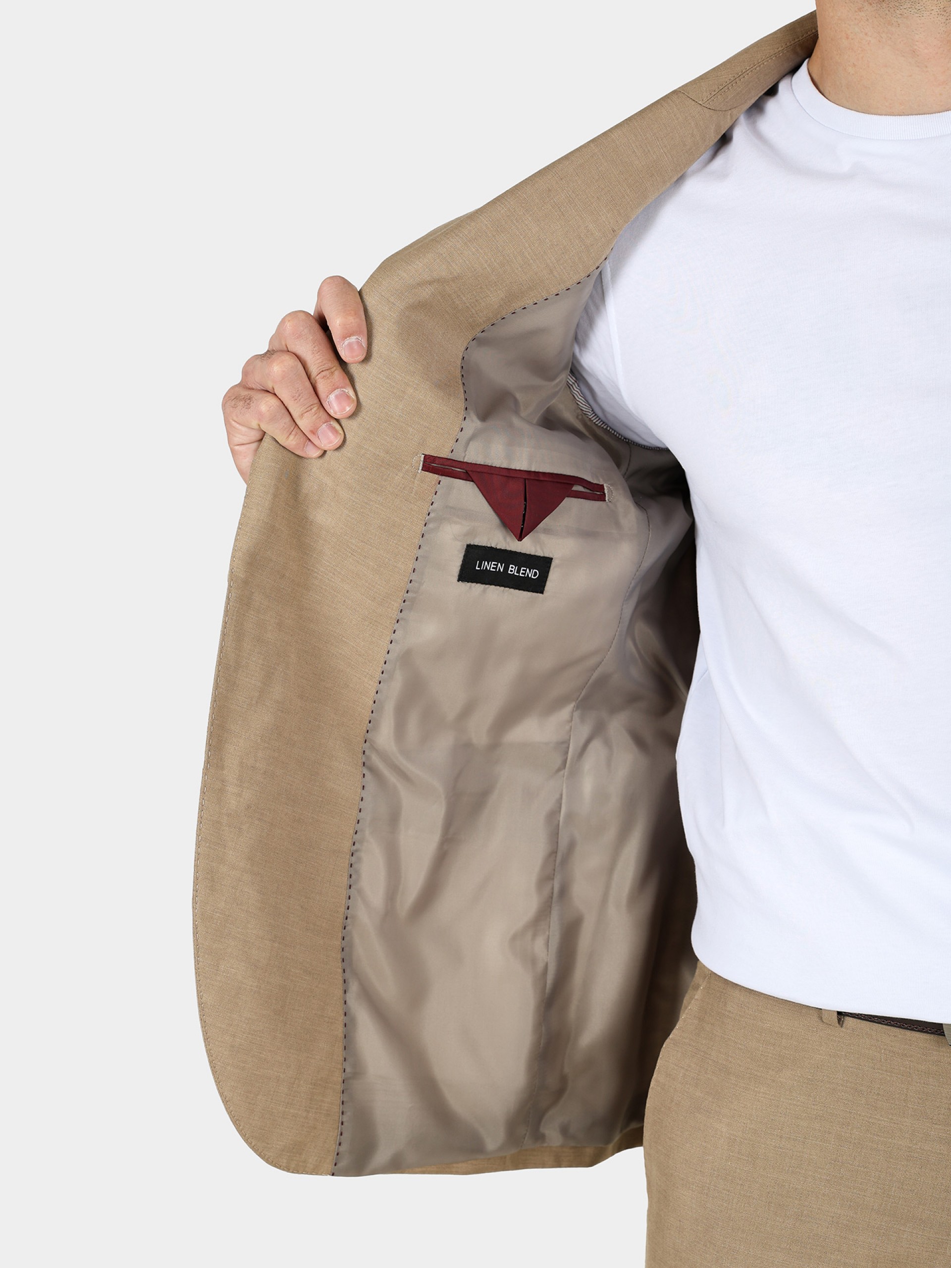 Slim fit plain linen suit