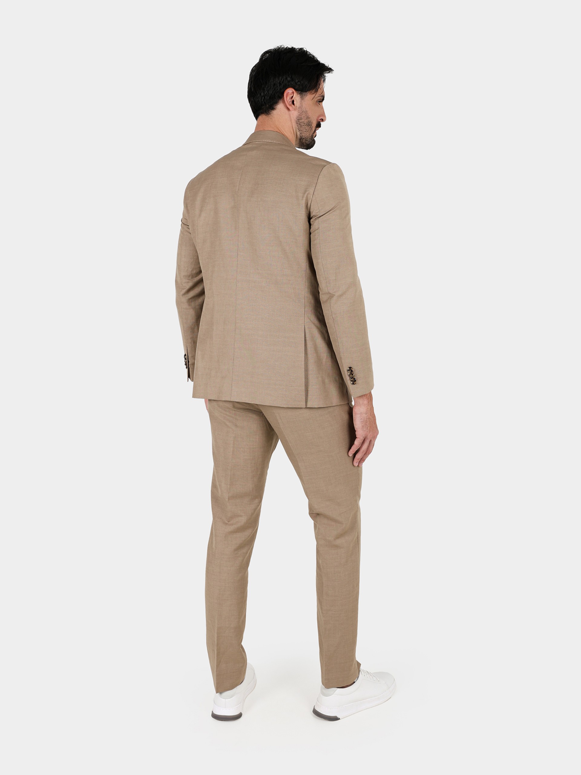 Slim fit plain linen suit