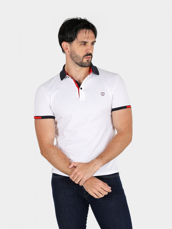 Stripe cotton polo shirt