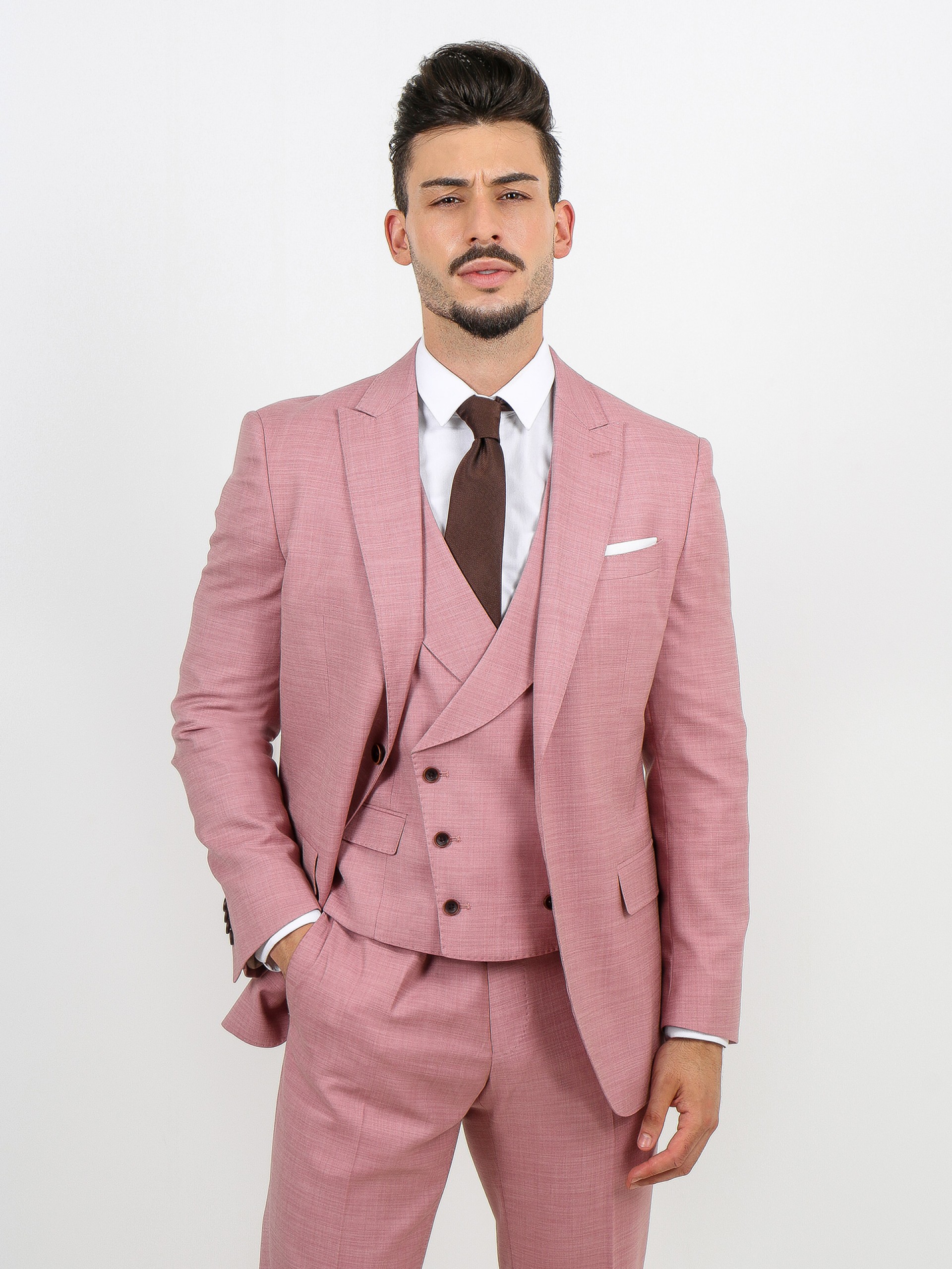 Slim fit plain suit with vest