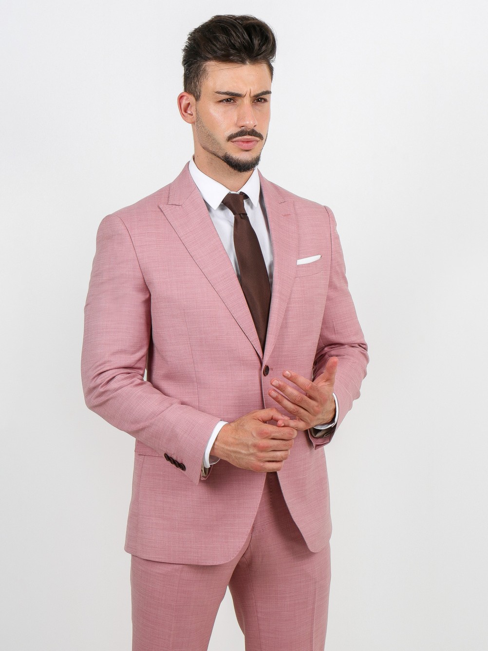 Traje liso slim fit con chaleco
