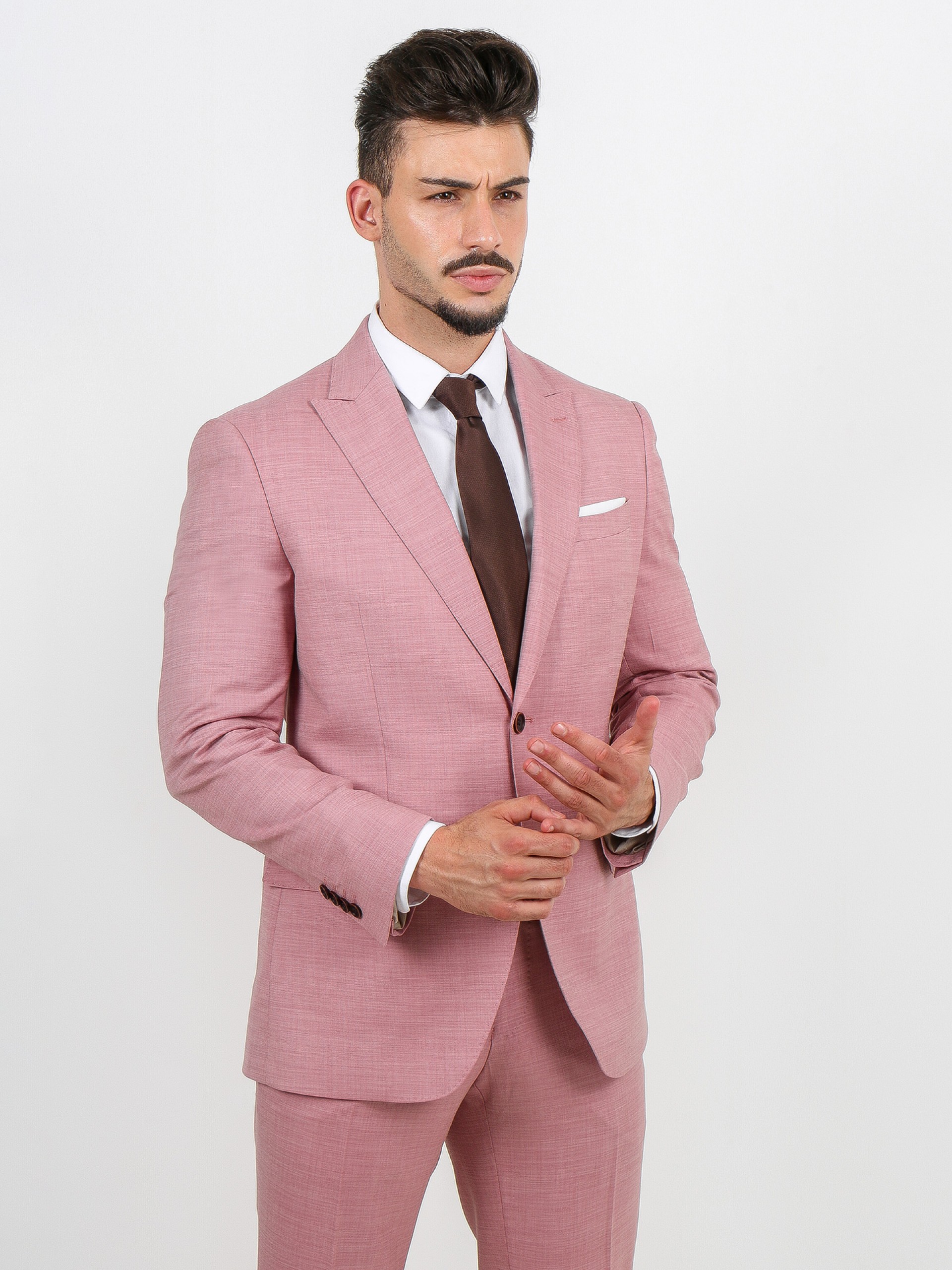 Slim fit plain suit with vest