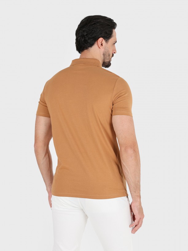 Cotton polo shirt with zip