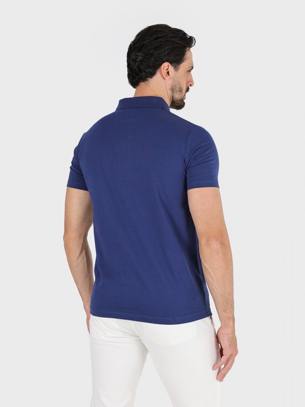 Cotton polo shirt with zip