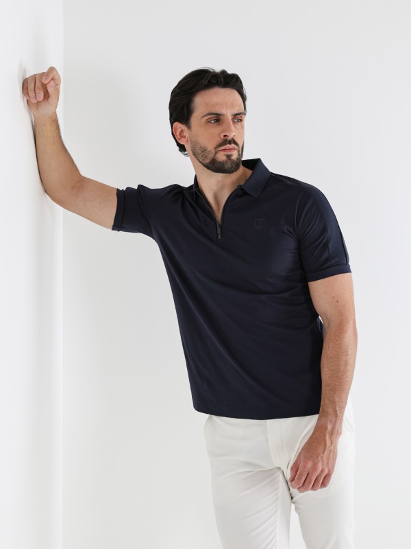 100% cotton polo with zip