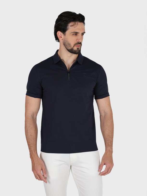 100% cotton polo with zip