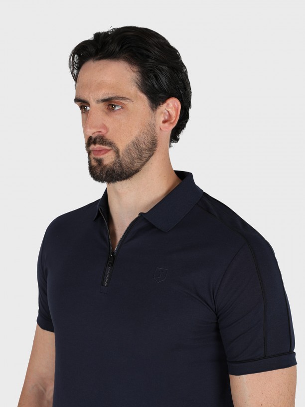 100% cotton polo with zip