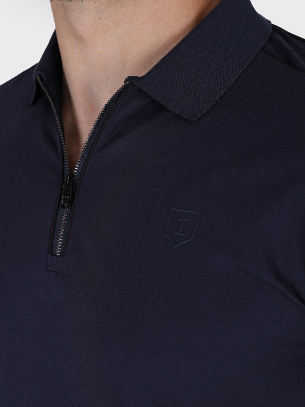 100% cotton polo with zip