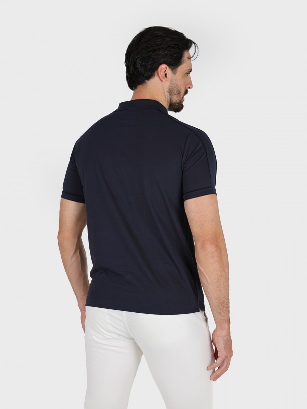 100% cotton polo with zip