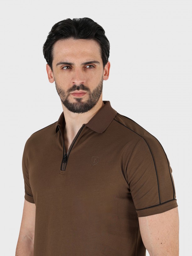 100% cotton polo with zip