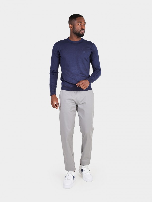 Slim fit elastic cotton chino trousers