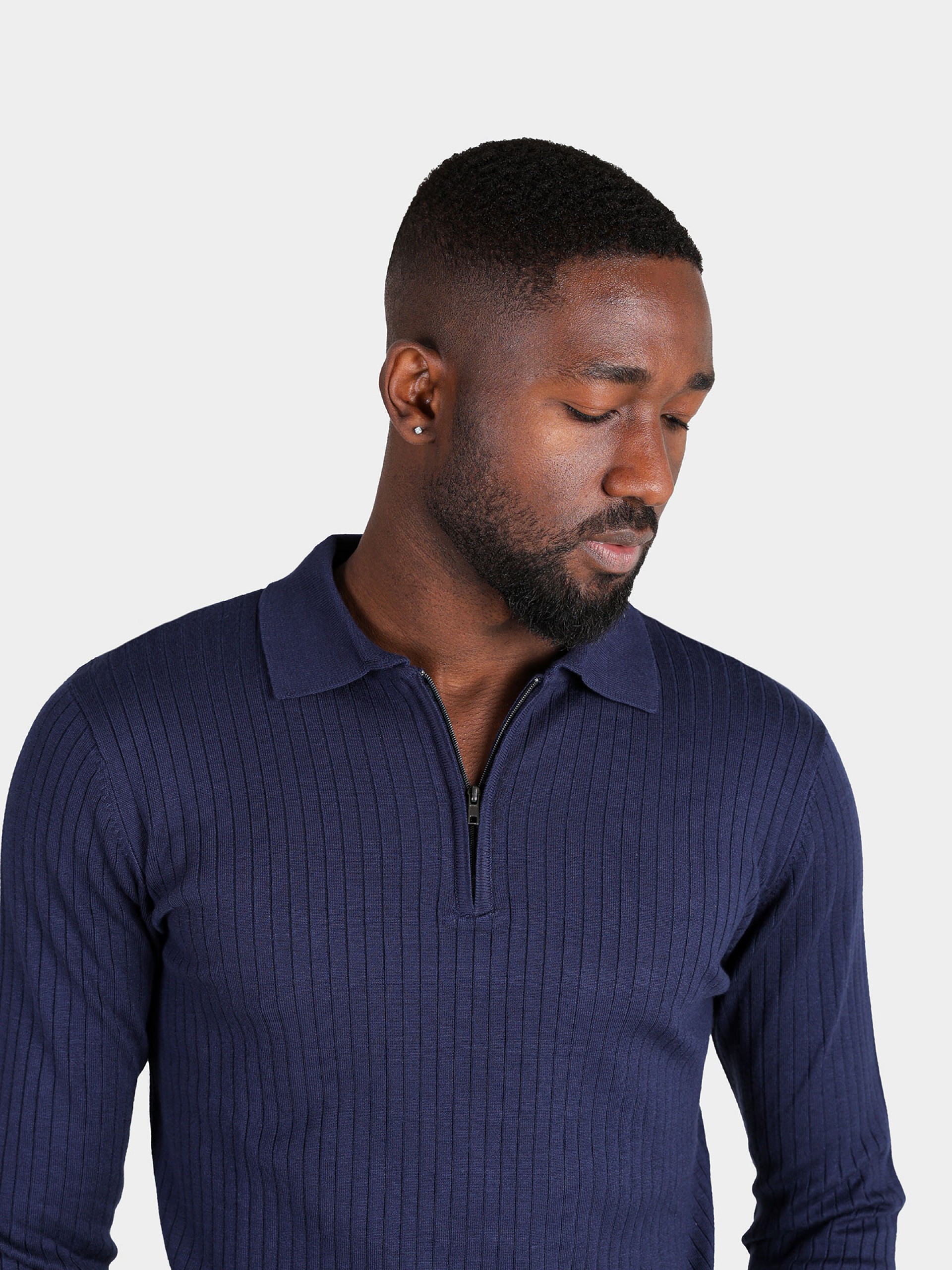 Ribbed knitted polo