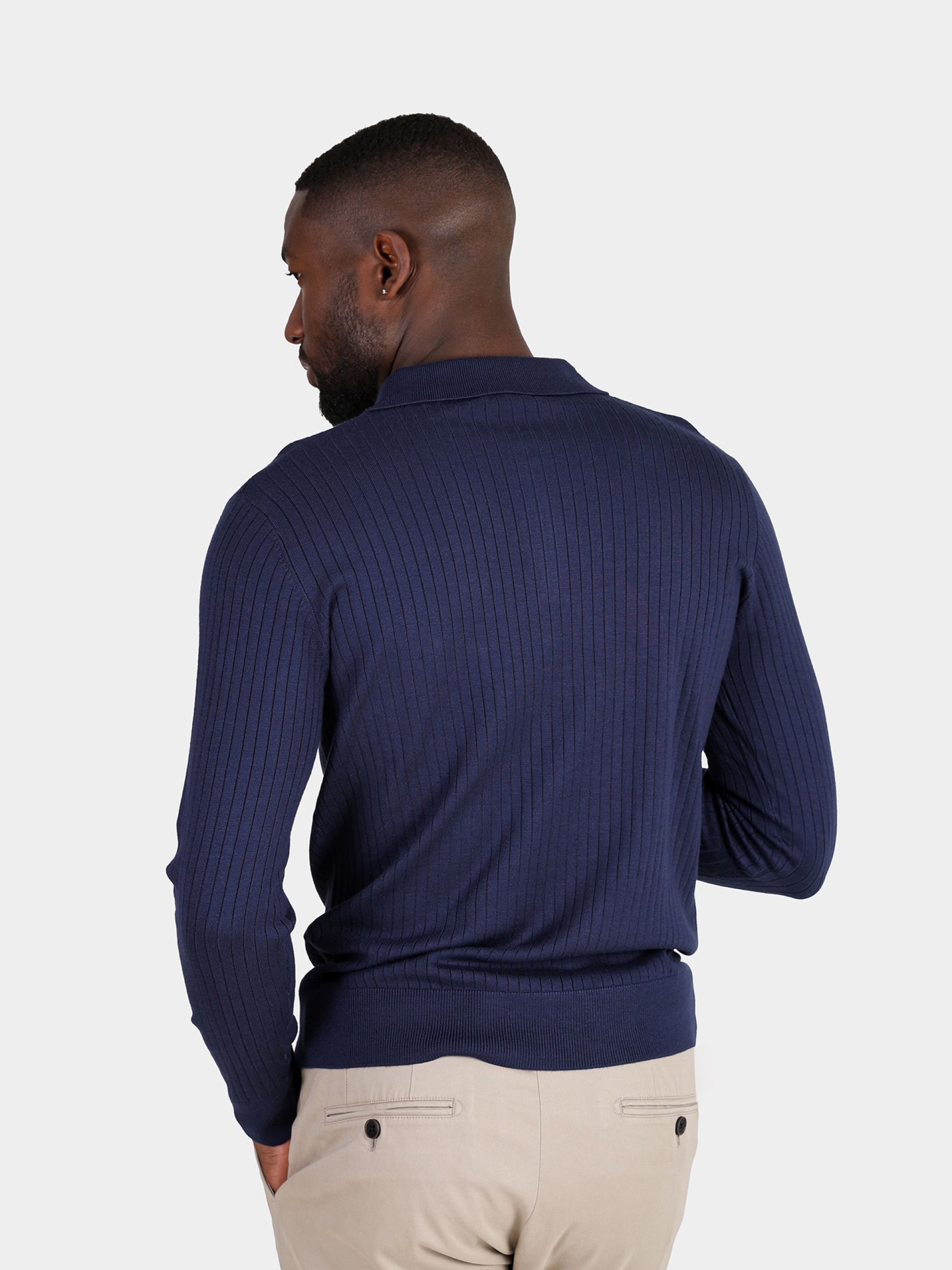 Ribbed knitted polo
