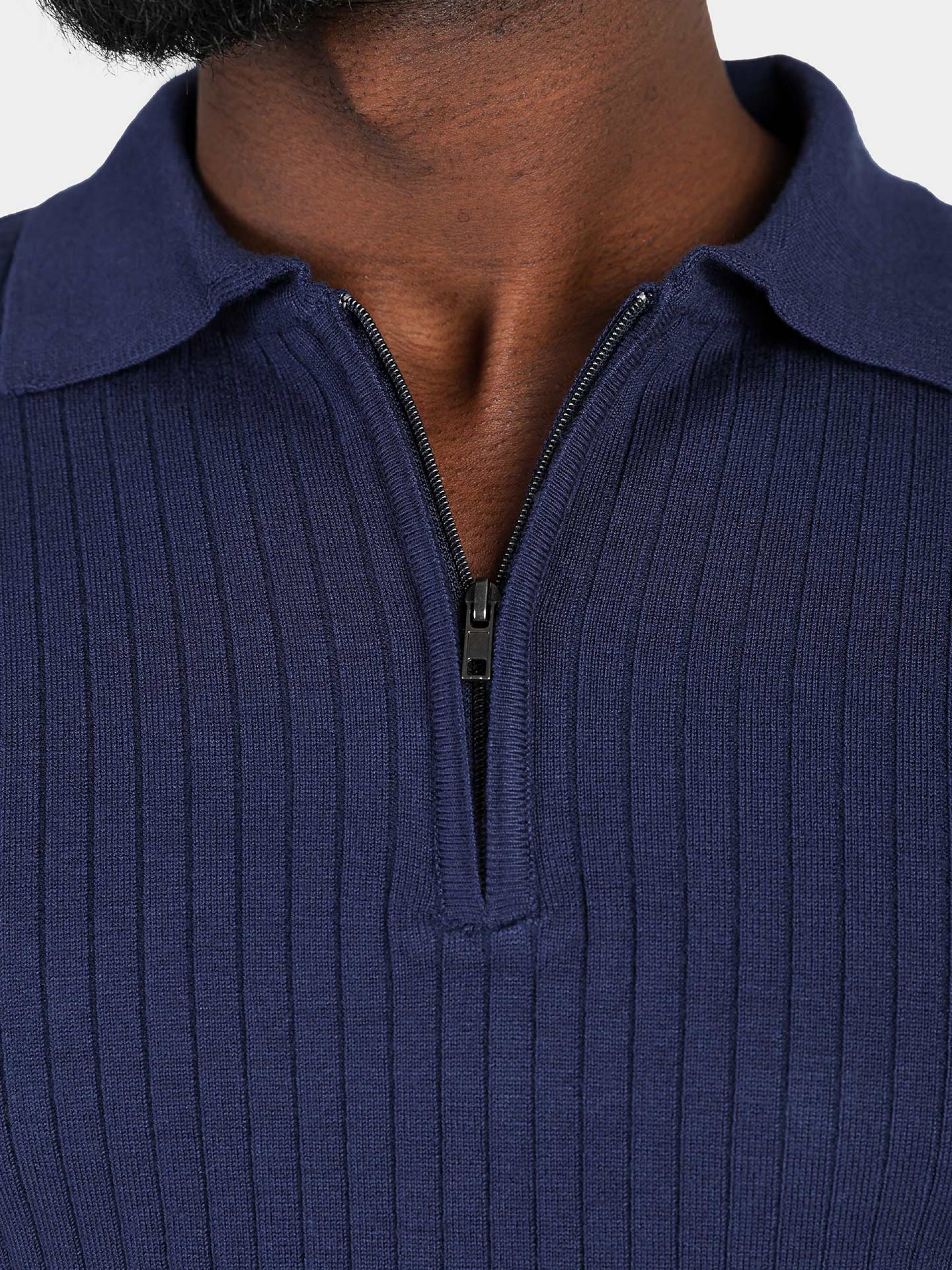 Ribbed knitted polo