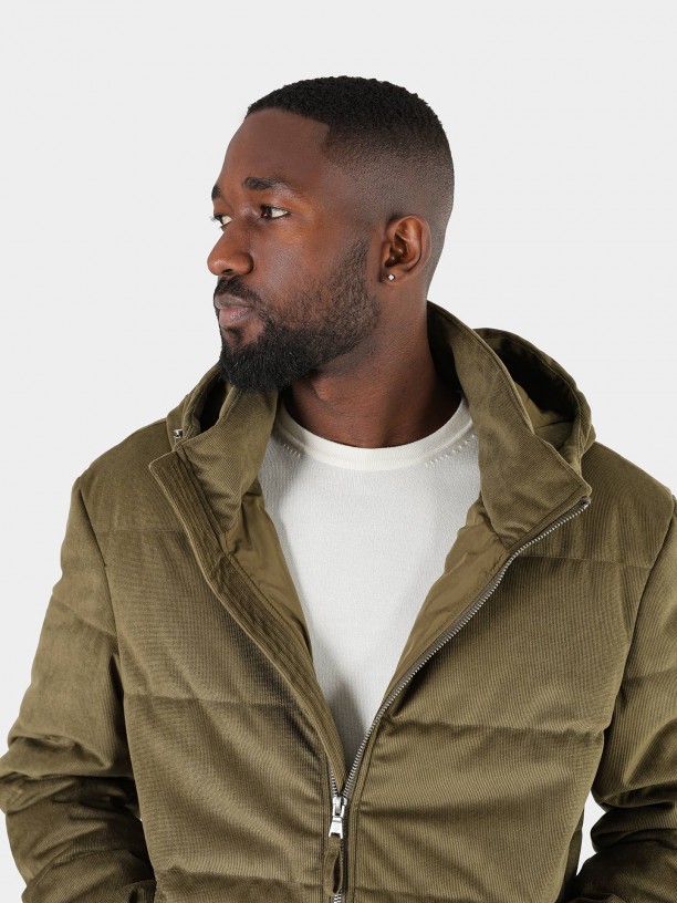 Quilted jacket with suede effect